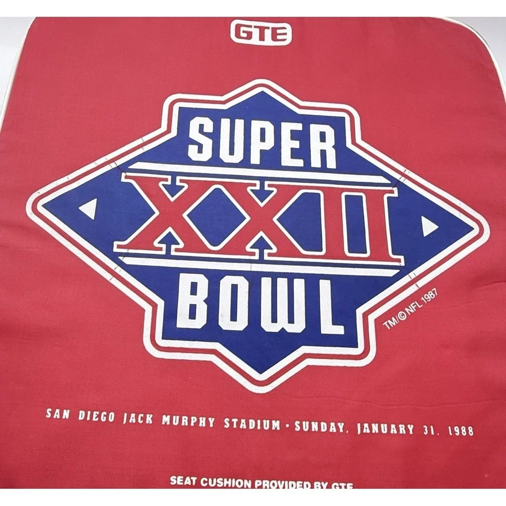 Vintage Super Bowl XXII Stadium Cushion Washington vs Broncos GTE 1988 NFL